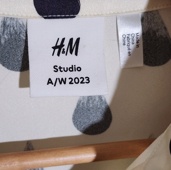H&M Studio Cream and Black Teardrop Blouse - Picture 2 of 6